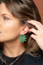 Boucles d'oreilles fleur atelier alméa vert