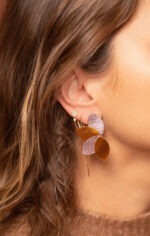 boucles d'oreilles cuir demi fleur pastel atelier alméa taille M