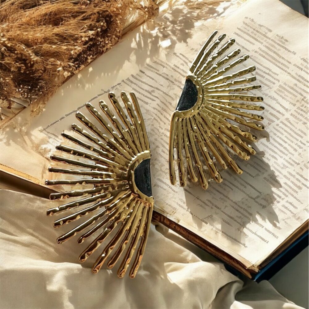 Boucles d'oreilles Soleil atelier alméa noir