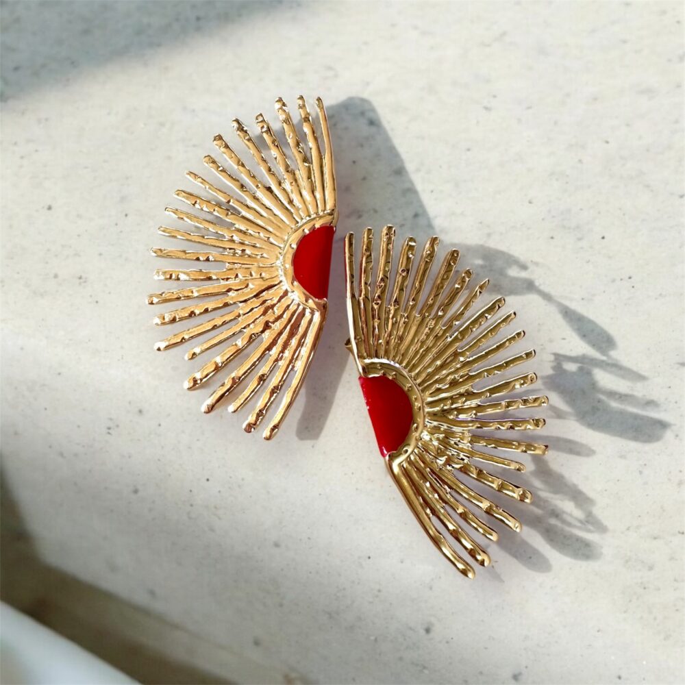 Boucles d'oreilles Soleil atelier alméa rouge