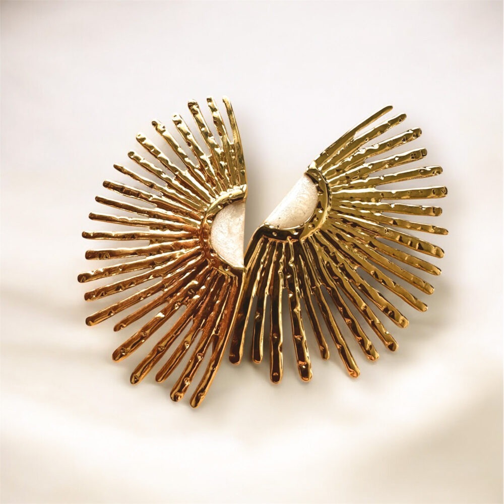 Boucles d'oreilles Soleil atelier alméa blanc